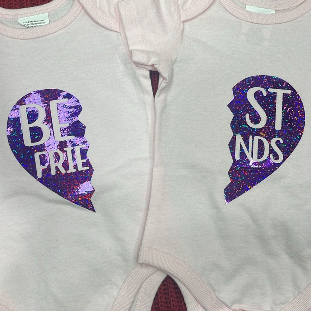 “Split Best Friends Heart” Baby Onesies